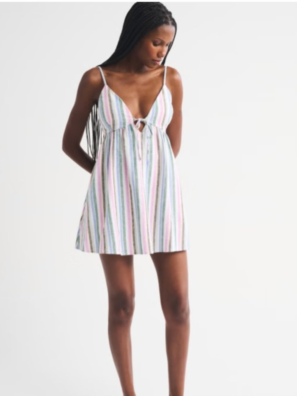 NWT Bra-Free Linen-Blend Tie-Front Skort